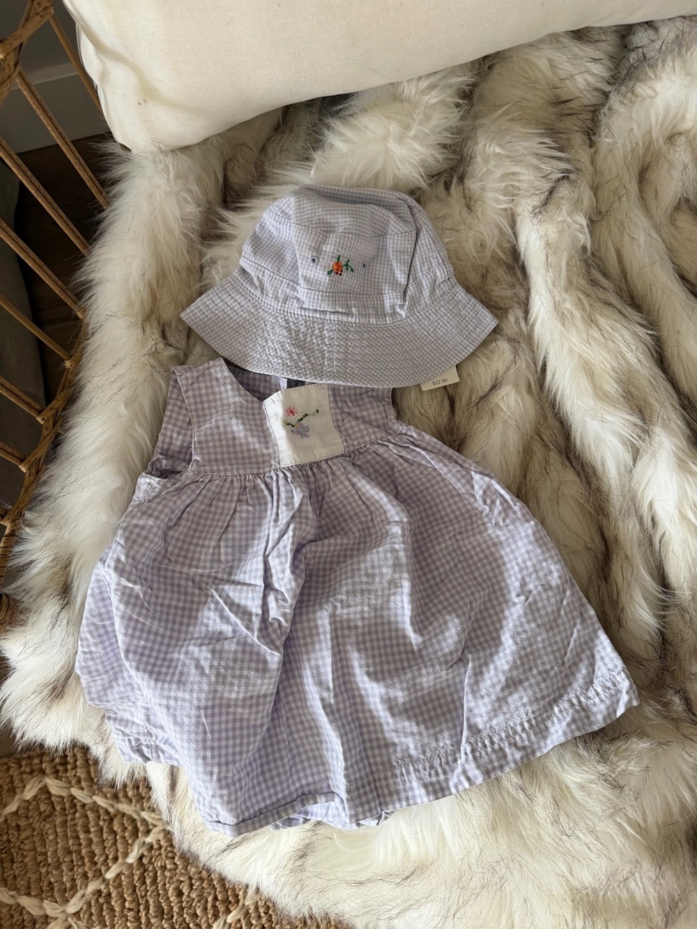 BUNDLE Children's Lavender Gingham Dress & Sun Hat Set